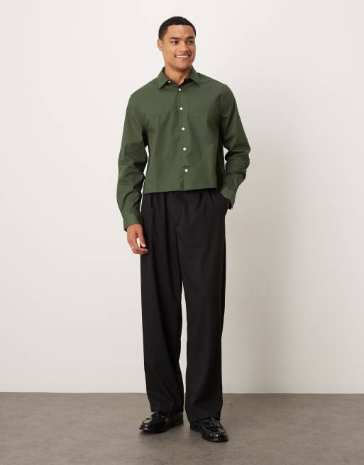 ASOS DESIGN - Normaal cropped poplin overhemd in kaki, 2 van 5