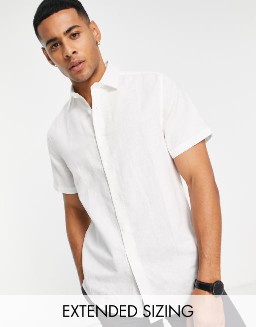 ASOS DESIGN - Normaal net linnen overhemd in wit