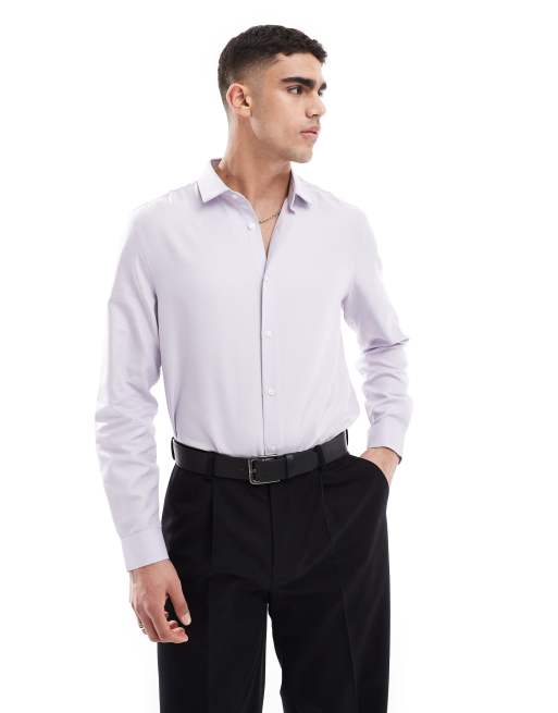 ASOS DESIGN – Normal geschnittenes Hemd in Rosa mit verdeckter Knopfleiste