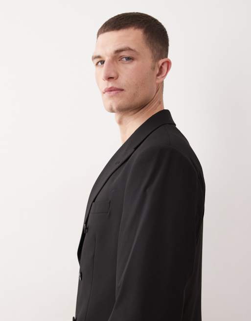 ASOS DESIGN - Normale double breasted colbert van keperstof in beige, 4 van 5