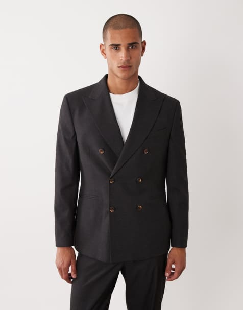ASOS DESIGN - Normale double breasted nette blazer in grijs - view 1