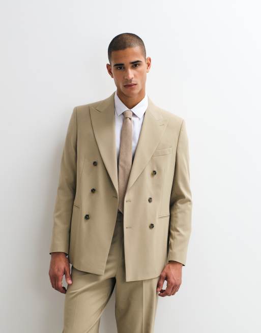 ASOS DESIGN - Normale double breasted nette blazer in stone, 5 van 5
