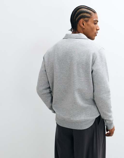 ASOS DESIGN normale polo-sweatshirt met kwartrits in gemêleerd grijs, 5 van 5
