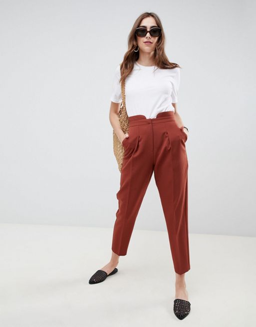 ASOS DESIGN notch waist tapered trousers | ASOS