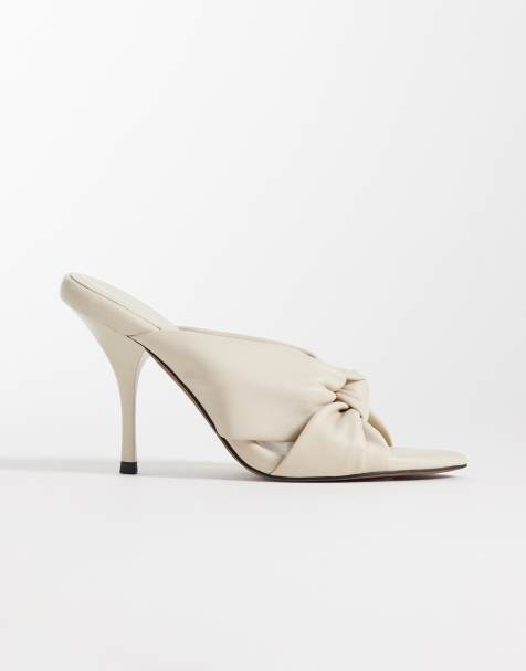 ASOS DESIGN Notice knotted high heel mules in off-white - view 1