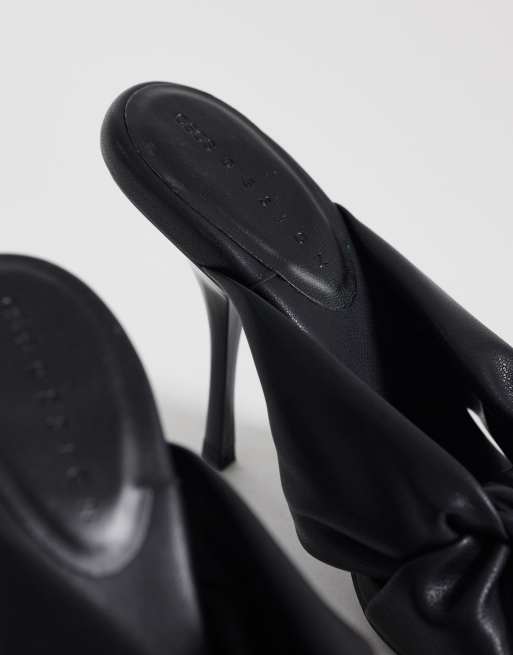 ASOS DESIGN Notice knotted high heeled mules in black, 3 of 4