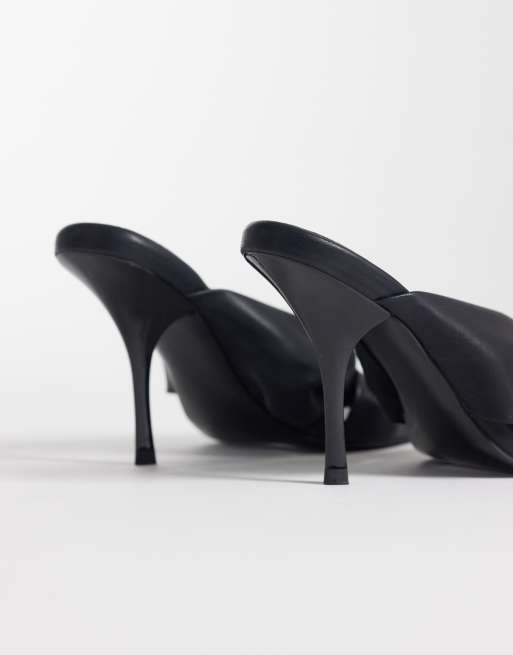 ASOS DESIGN Notice knotted high heeled mules in black, 4 of 4