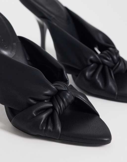 ASOS DESIGN – Notice – Pantoletten in Schwarz mit hohem Absatz und Zierknoten, 2 von 4
