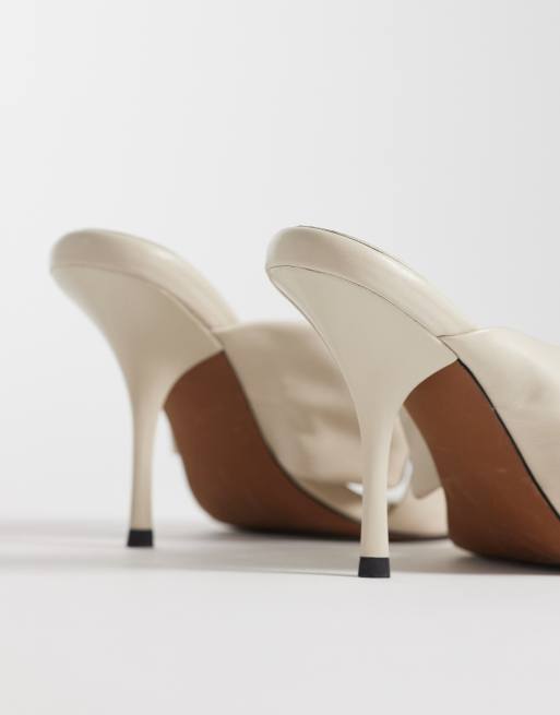 ASOS DESIGN - Notice - Råhvide mules med høj hæl og knudedetalje, 4 af 4