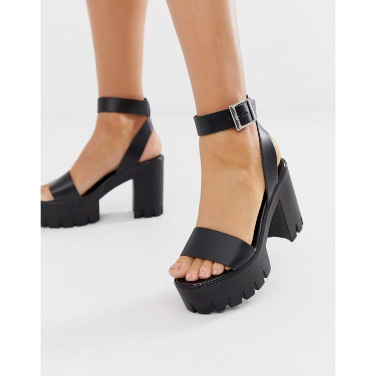 ASOS DESIGN Noticeable chunky platform heeled sandals in black