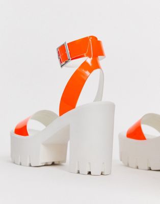 neon orange platform sandals