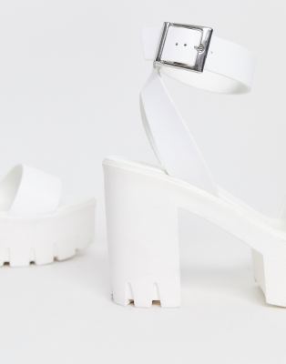 white shoes chunky heel