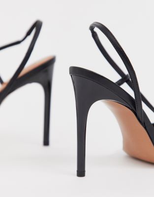 black strappy slingback heels