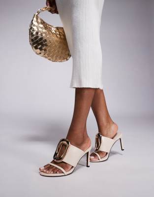  Nought ring detail high heeled sandals in cream