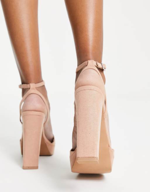 ASOS DESIGN – Noun – Beiga platåsandaler i barely there-modell med blockklack, 2 av 4