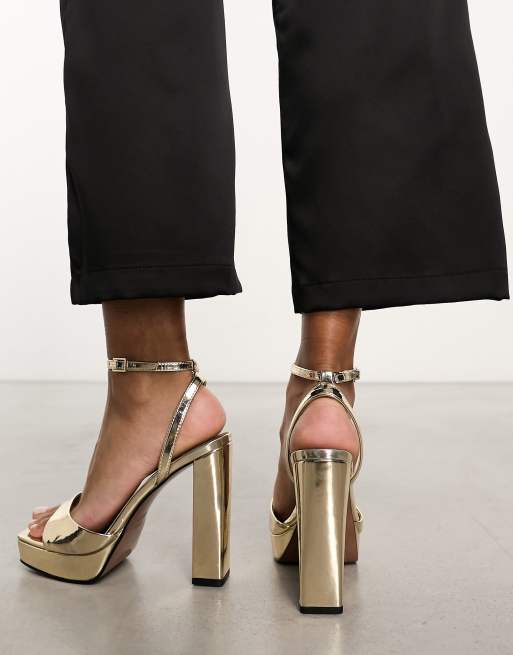 Gold barely 2025 there platform heels