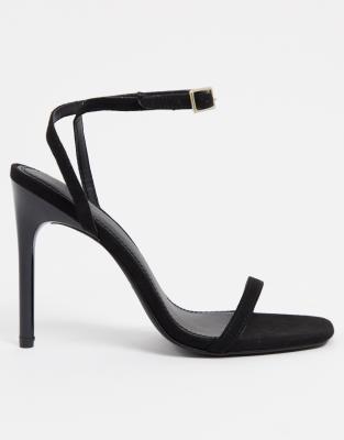 black barely there sandals