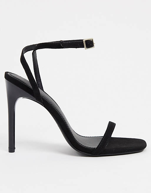 ASOS Wide Fit Nova Barely-there Heeled Sandals in Black Womens Shoes Heels Sandal heels 