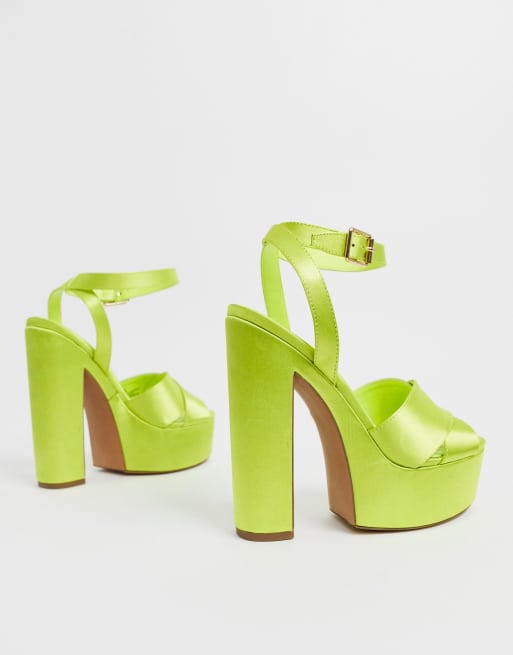 lime green chunky heels