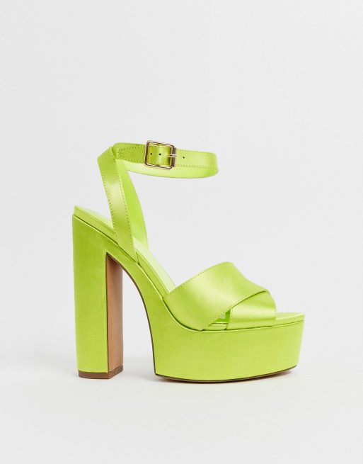 Neon green chunky on sale heels