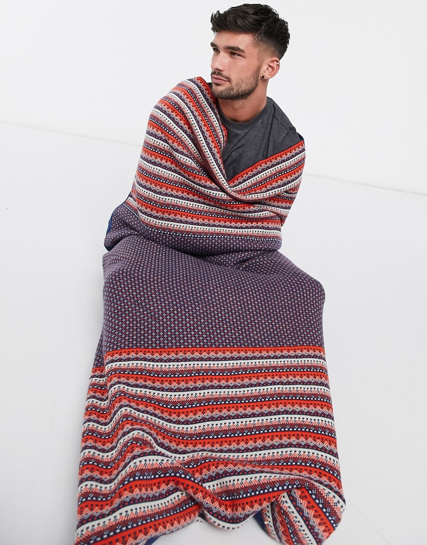 ASOS DESIGN novelty blanket in fairisle knit-Multi
