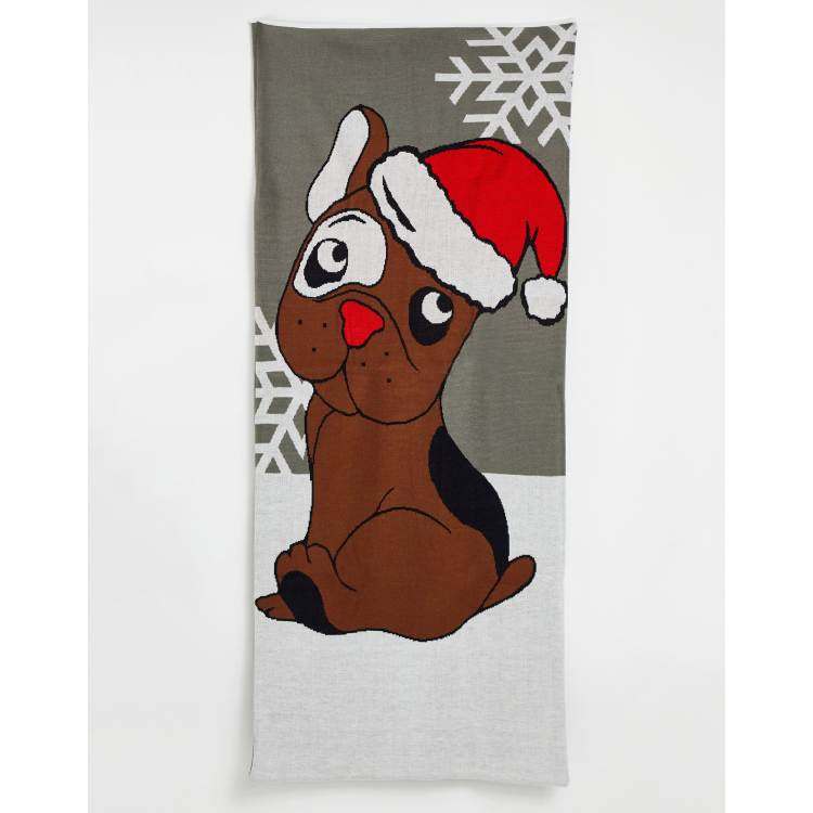 Festive Frenchie Christmas Blanket