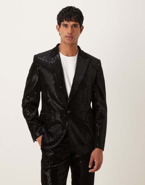 ASOS DESIGN - Novità - Giacca da abito slim in velluto nero con paillettes - view 1