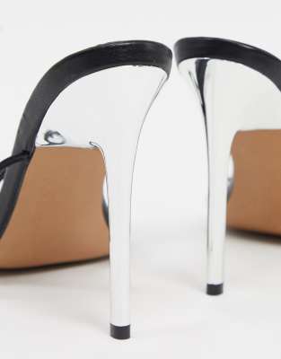 black t bar heeled shoes