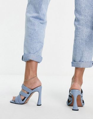 Chaussures Nuclear - Mules pointure large à talon haut et brides tressées - Bleu