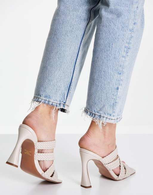 White discount strappy mule