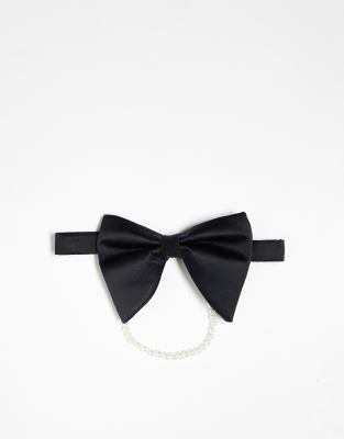 ASOS DESIGN - Nœud papillon avec perles - Noir