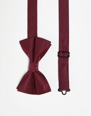 ASOS DESIGN satin bow tie in burgundy - ASOS Price Checker