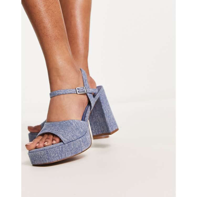 Denim block heel on sale sandals