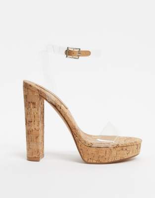 cork and clear heels