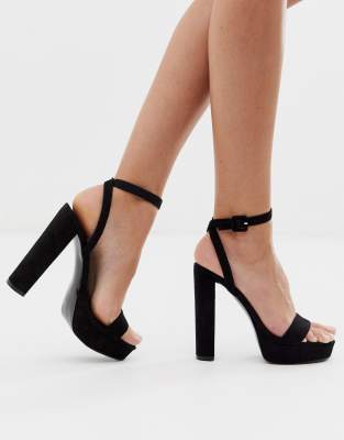 black platform barely there heels