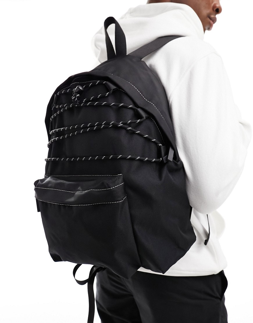 ASOS DESIGN nylon backpack in black with tech details