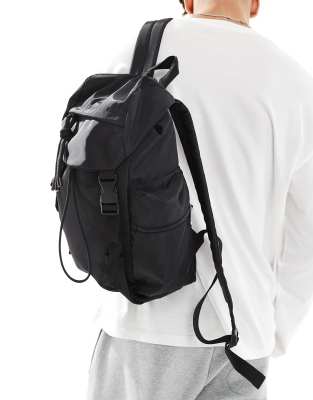 Shop Asos Design Nylon Backpack In Black