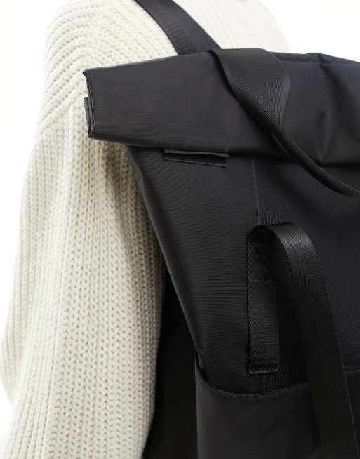 ASOS DESIGN nylon backpack with laptop sleeve in black