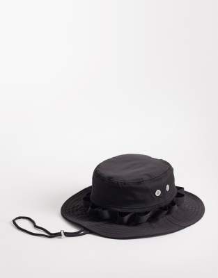 Asos Design Nylon Boonie Bucket Hat In Black