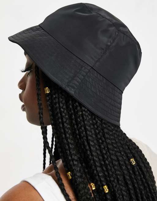 ASOS DESIGN nylon bucket hat in black