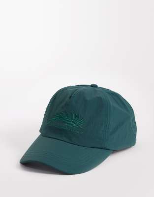 Asos Design Nylon Cap With Embroidery In Green