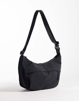 Asos Design Nylon Cross-body Bag In Black