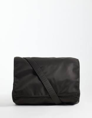 Asos Design Nylon Crossbody Bag In Black