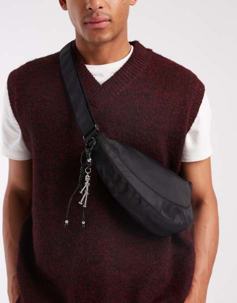 ASOS DESIGN - Nylon crossbody tas met hangertje in zwart - view 1