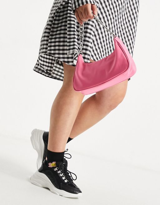 ASOS DESIGN slim 90s shoulder bag in pink