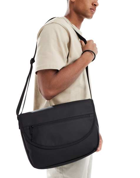 ASOS DESIGN nylon fold over crossbody bag in black - view 1