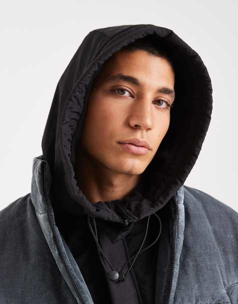 ASOS DESIGN nylon hood in black - view 1