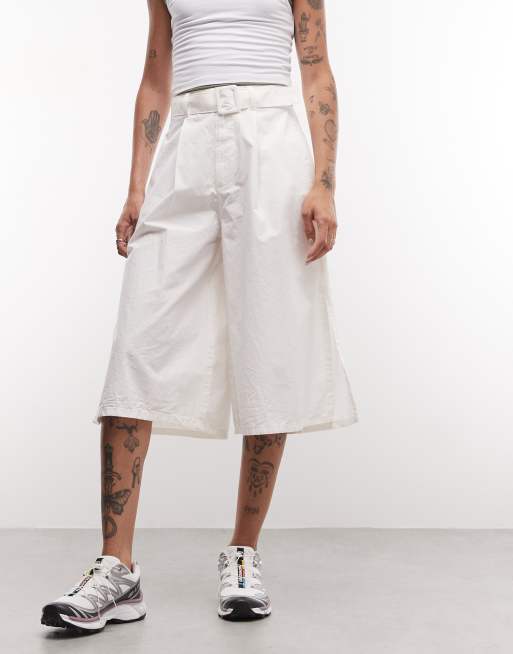 ASOS DESIGN nylon longline Bermuda shorts in ecru, 2 of 5
