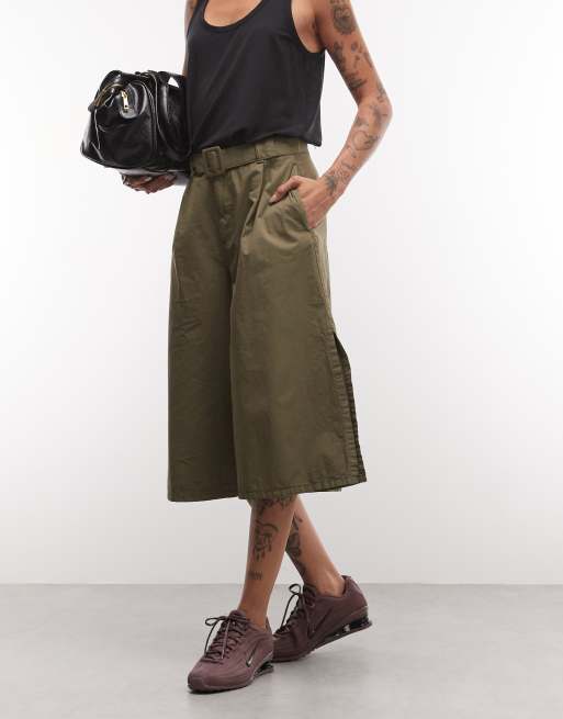 ASOS DESIGN nylon longline bermudashort in kaki, 2 van 5