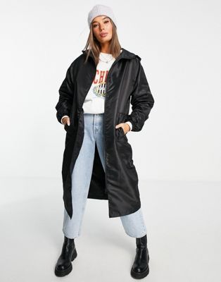 ASOS DESIGN nylon maxi raincoat in black  - ASOS Price Checker